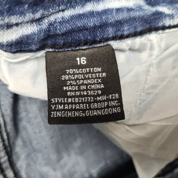 Encrypted Moto Jeans Boy's 16 Acid Wash Blue Denim Pants Stretch Distressed - Picture 13 of 15